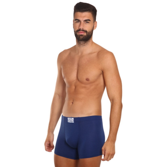 3PACK Boxers para homem Styx longo elástico clássico azul escuro (3F0968)