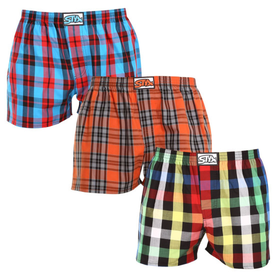 3PACK Boxers para homem Styx borracha clássica multi-coloured (3A092613)