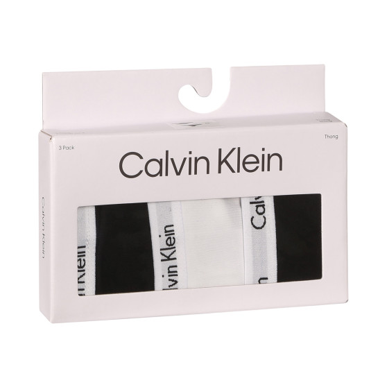 3PACK Tanga para mulher Calvin Klein multicolorido (QD3587E-WZB)