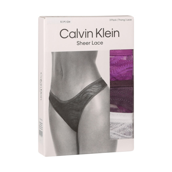 3PACK Tanga para mulher Calvin Klein multicolorido (QD5216E-NOW)