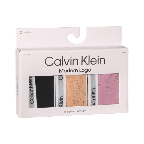 3PACK cuecas brasileiras para mulher Calvin Klein multicolorido (QD5068E-GP9)