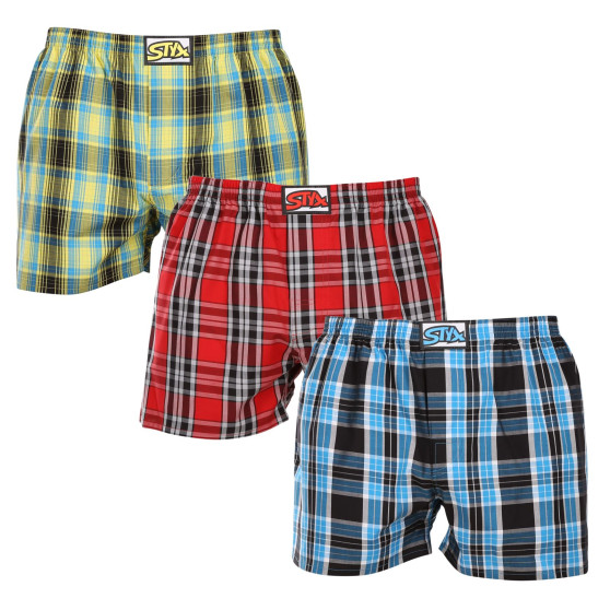 3PACK Boxers para homem Styx borracha clássica multi-coloured (3A102123)