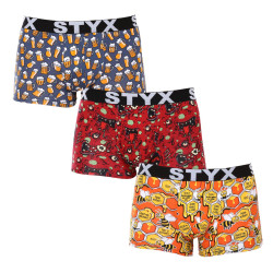 3PACK Boxers para homem Styx arte esportes borracha multicolorido (3G13714)