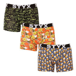 3PACK Boxers para homem Styx arte longa desporto elástico multi-colorido (3U13724)