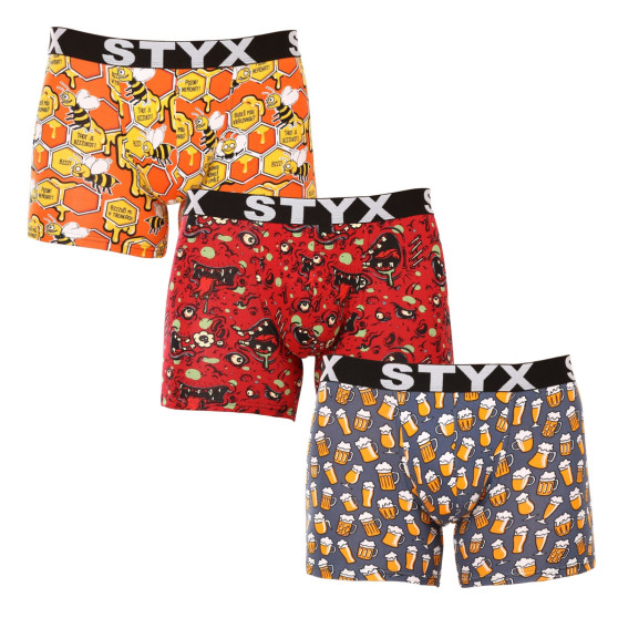 3PACK Boxers para homem Styx arte longa desporto elástico multi-colorido (3U13714)