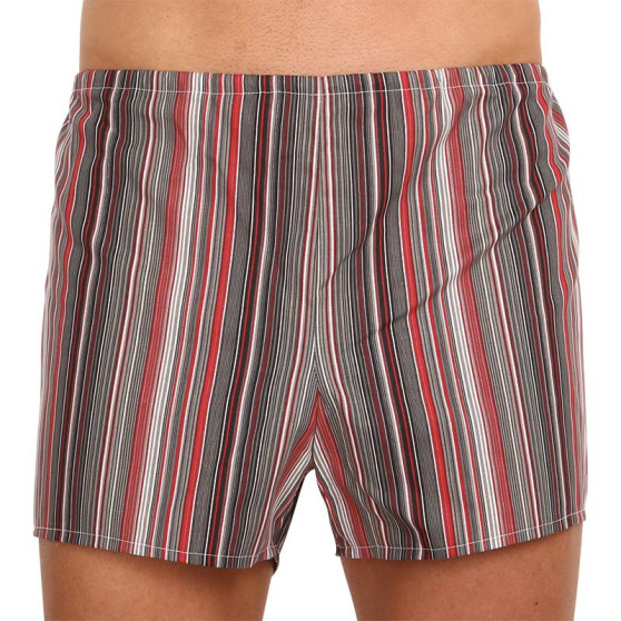 3PACK Boxers clássicos para homem Foltýn riscas vermelhas superdimensionado (3xKN76)