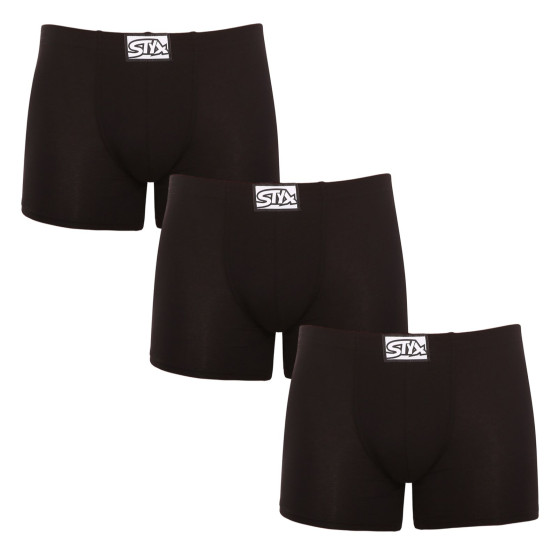 3PACK Boxers para homem Styx longo elástico clássico preto (F9606060)