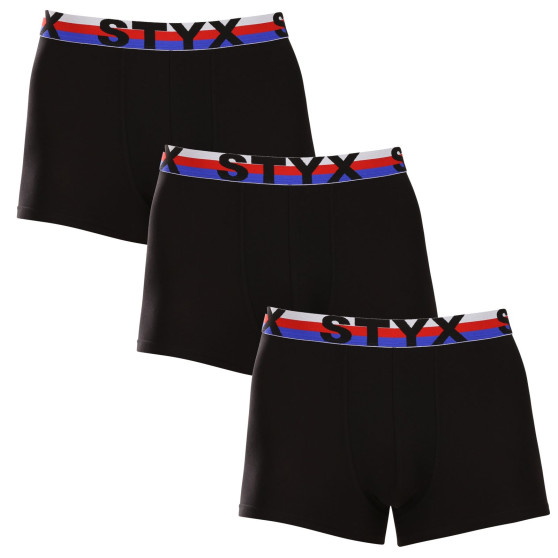 3PACK Boxers para homem Styx desporto elástico preto tricolor (3G1960)