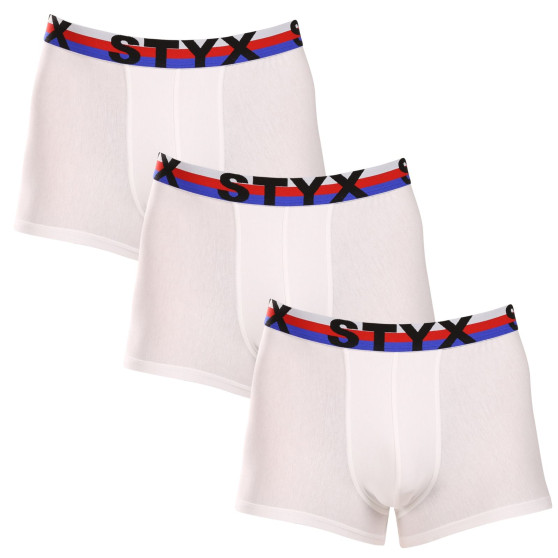 3PACK Boxers para homem Styx desporto elástico branco tricolor (3G2061)