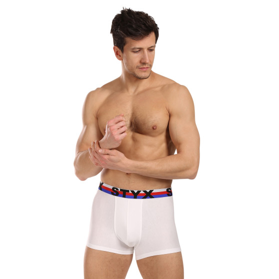 3PACK Boxers para homem Styx desporto elástico branco tricolor (3G2061)