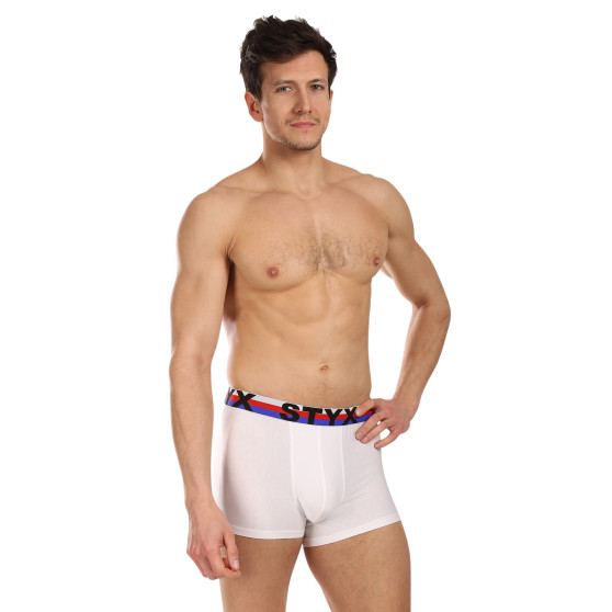 3PACK Boxers para homem Styx desporto elástico branco tricolor (3G2061)