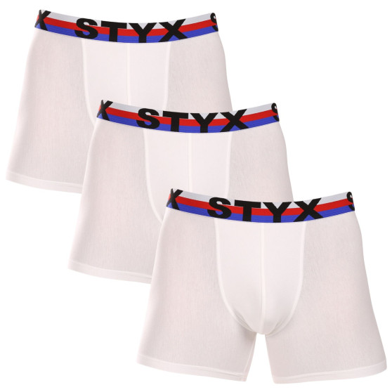 3PACK Boxers para homem Styx desportivo longo elástico branco tricolor (3U2061)