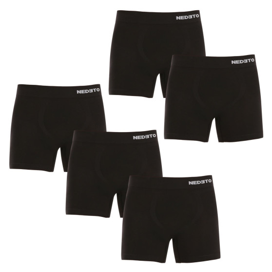 5PACK Boxers para homem Nedeto bambu sem costuras preto (5NDTB001S)