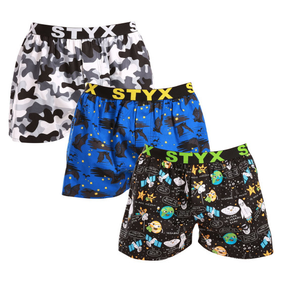 3PACK Boxers para homem Styx arte esportes borracha multicolorido (3B14789)