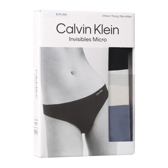 3PACK tanga para mulher Calvin Klein sem costuras multicor (QD3558E-NP0)