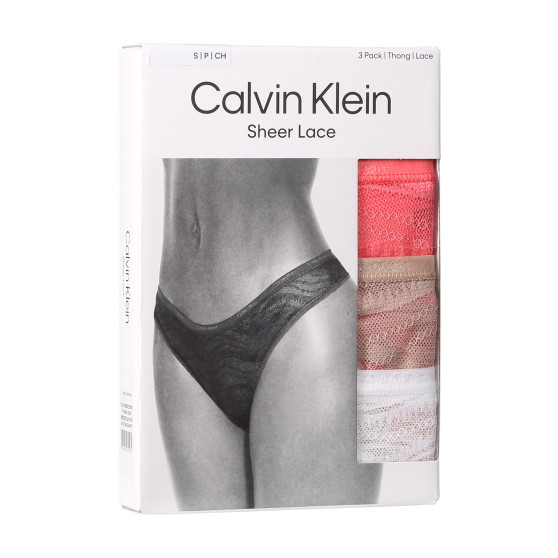 3PACK Tanga para mulher Calvin Klein multicolorido (QD5216E-NOX)