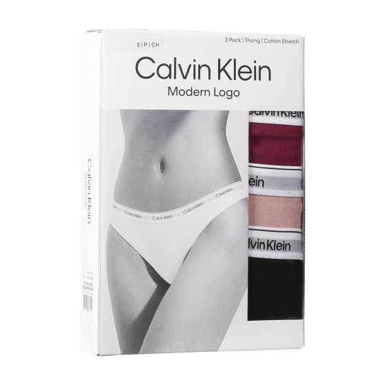 3PACK Tanga para mulher Calvin Klein multicolorido (QD5209E-NP6)