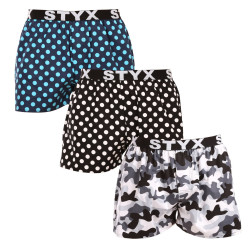 3PACK Boxers para homem Styx arte esportes borracha multicolorido (3B14701)