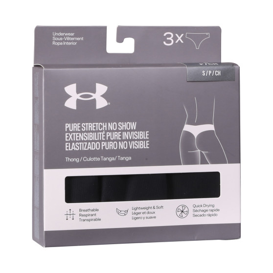 3PACK tanga para mulher Under Armour preto (1383893 001)