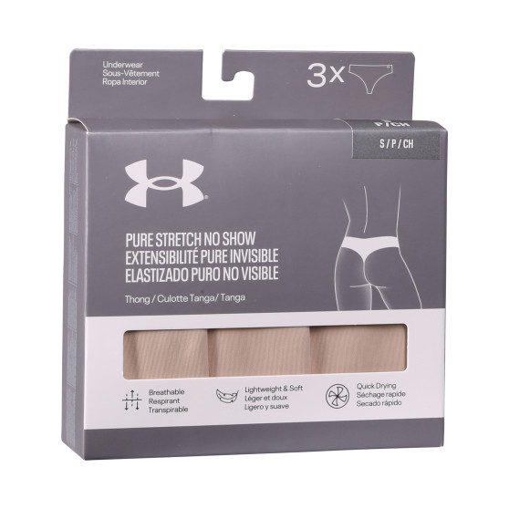 3PACK tanga para mulher Under Armour bege (1383893 500)