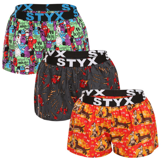 3PACK Boxers para mulher Styx arte esportes borracha multicolorido (3T15245)