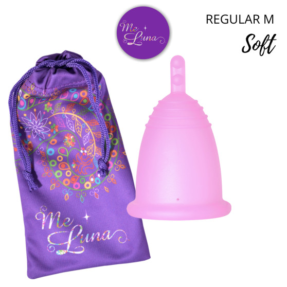 Copo menstrual Me Luna Soft M com haste cor-de-rosa (MELU019)