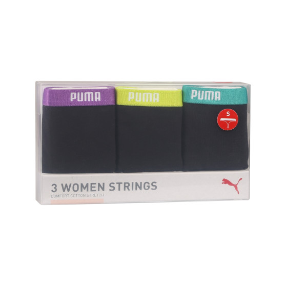 3PACK tanga para mulher Puma preto (503008001 005)