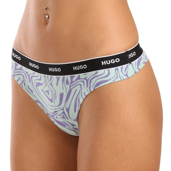 3PACK Tanga para mulher HUGO multicolorido (50495870 536)