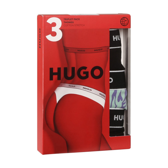 3PACK Tanga para mulher HUGO multicolorido (50495870 536)