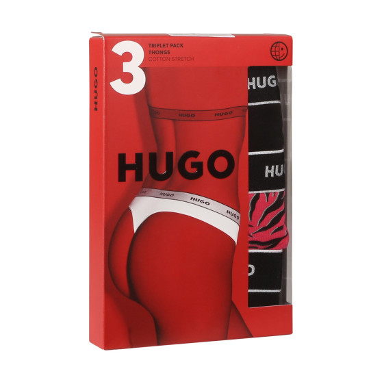 3PACK Tanga para mulher HUGO multicolorido (50495870 661)