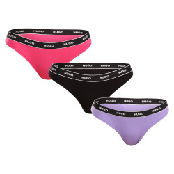 3PACK Tanga para mulher HUGO multicolorido (50480150 981)