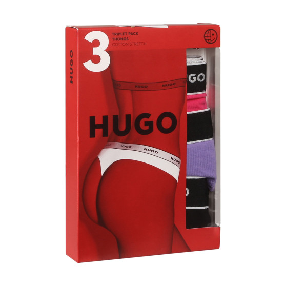 3PACK Tanga para mulher HUGO multicolorido (50480150 962)