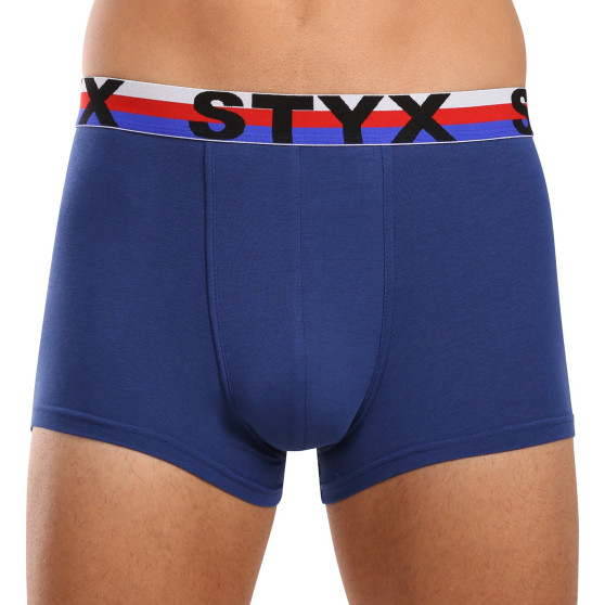 3PACK Styx calções boxer para homem elástico desportivo azul escuro tricolor (3G1968)