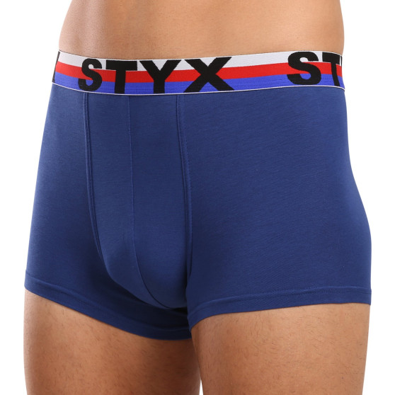 3PACK Styx calções boxer para homem elástico desportivo azul escuro tricolor (3G1968)