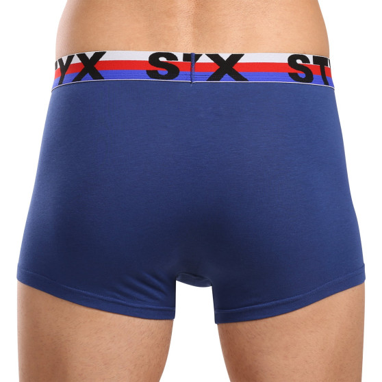 3PACK Styx calções boxer para homem elástico desportivo azul escuro tricolor (3G1968)