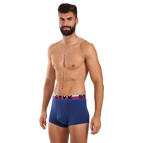 3PACK Styx calções boxer para homem elástico desportivo azul escuro tricolor (3G1968)