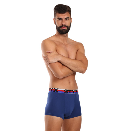 3PACK Styx calções boxer para homem elástico desportivo azul escuro tricolor (3G1968)