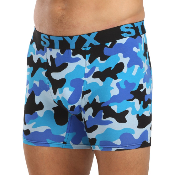 Styx Calções boxer compridos para homem arte desportiva borracha camuflagem azul (UN1850)