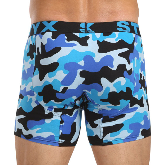 Styx Calções boxer compridos para homem arte desportiva borracha camuflagem azul (UN1850)