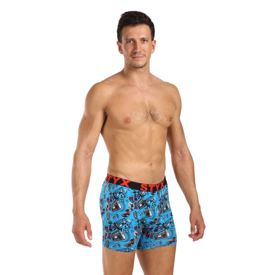 Styx Calções boxer compridos para homem arte desporto borracha música (UN1558)