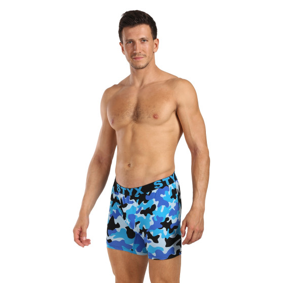 Styx Calções boxer compridos para homem arte desportiva borracha camuflagem azul (UN1850)