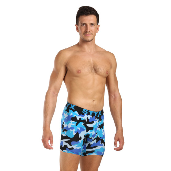 Styx Calções boxer compridos para homem arte desportiva borracha camuflagem azul (UN1850)