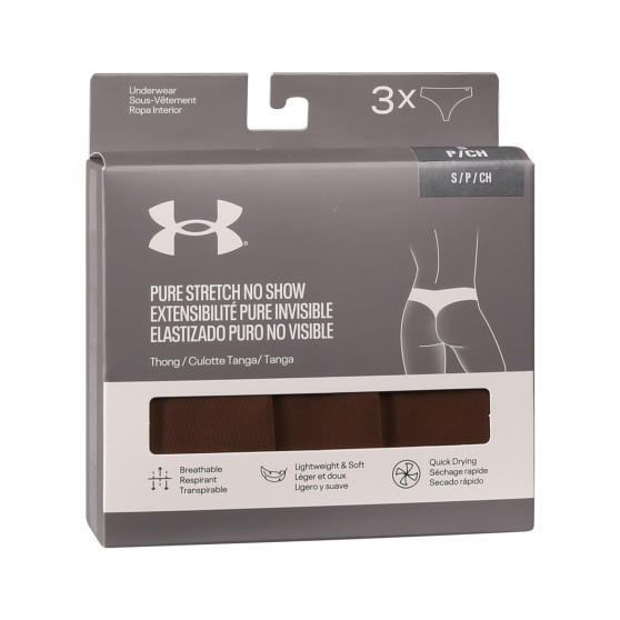 3PACK tanga para mulher Under Armour castanho (1383893 625)