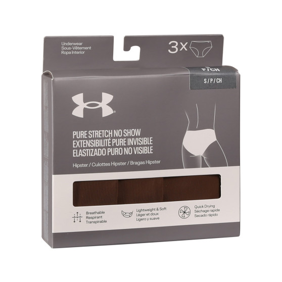 3PACK cuecas para mulher Under Armour castanho (1383895 625)