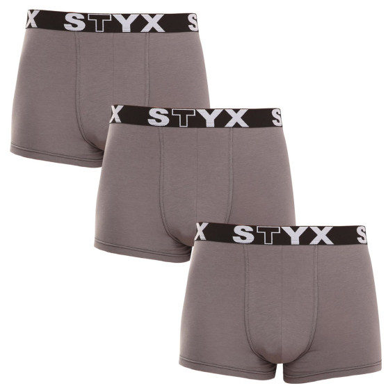 3PACK Boxers para homem Styx desporto elástico superdimensionado cinzento escuro (R10636363)