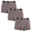 3PACK Boxers para homem Styx desporto elástico superdimensionado cinzento escuro (R10636363)