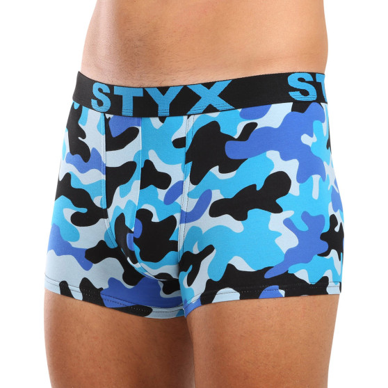 Styx Calções boxer para homem arte desportiva borracha camuflagem azul (G1850)