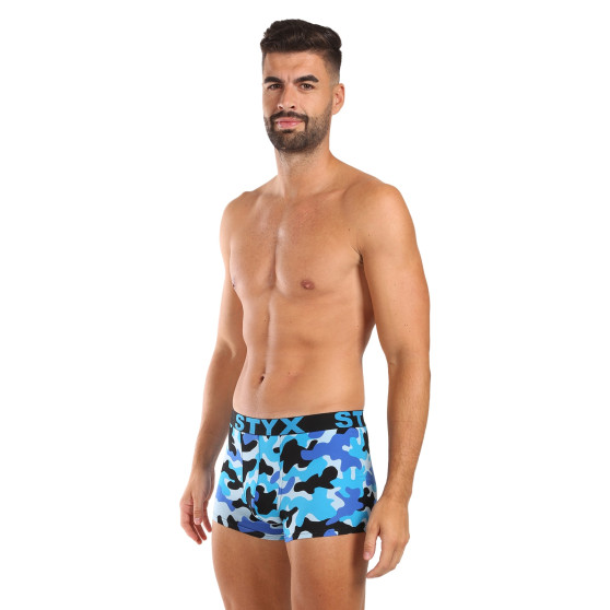 Styx Calções boxer para homem arte desportiva borracha camuflagem azul (G1850)