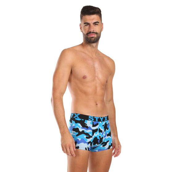 Styx Calções boxer para homem arte desportiva borracha camuflagem azul (G1850)